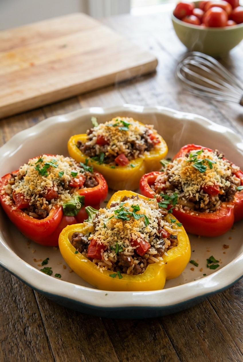 Crispy & Crunchy Hearty Filled Bell Peppers
