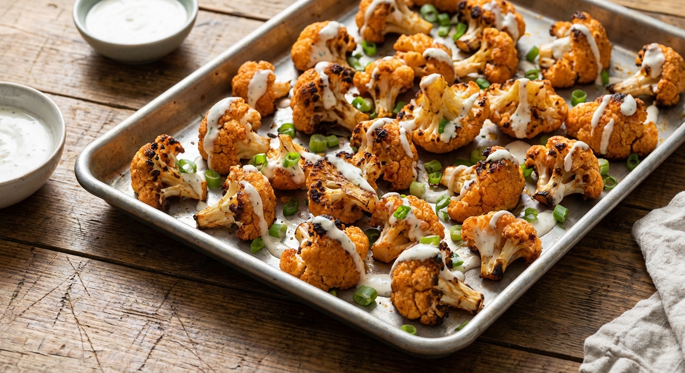 Festive Light & Creamy Buffalo Cauliflower