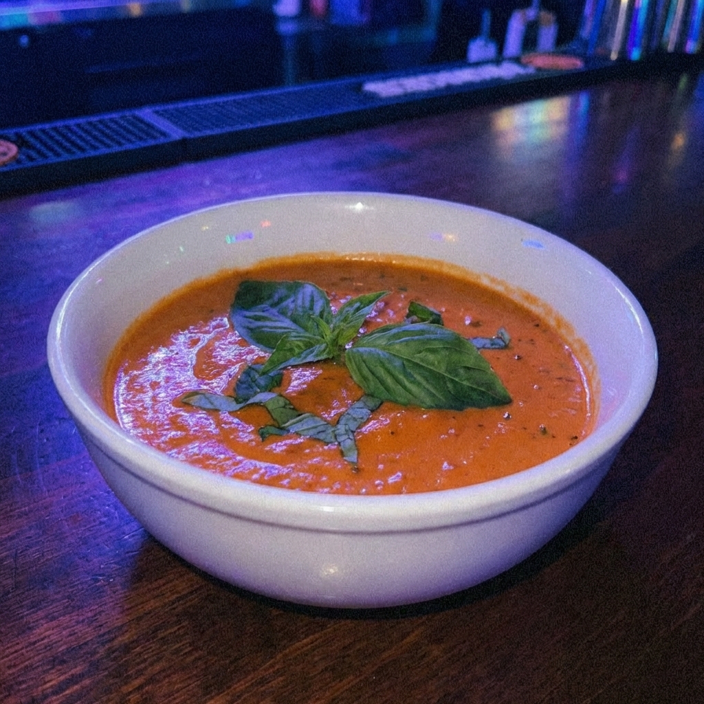 A bowl of creamy tomato vodka sauce with basil