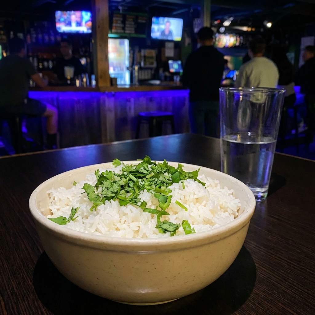 A bowl of fluffy white rice with chopped cilantro