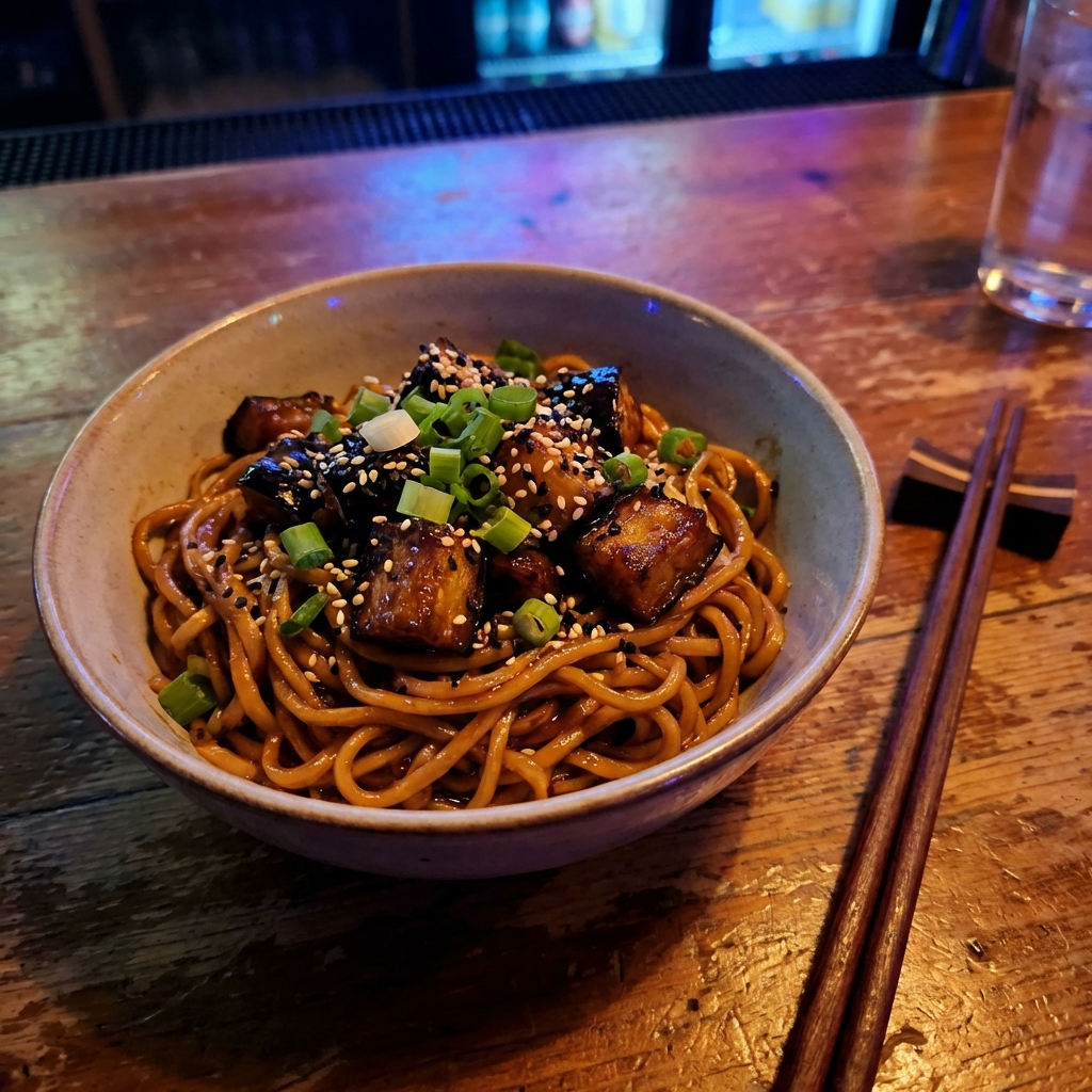 Miso-Gochujang Eggplant Noodles