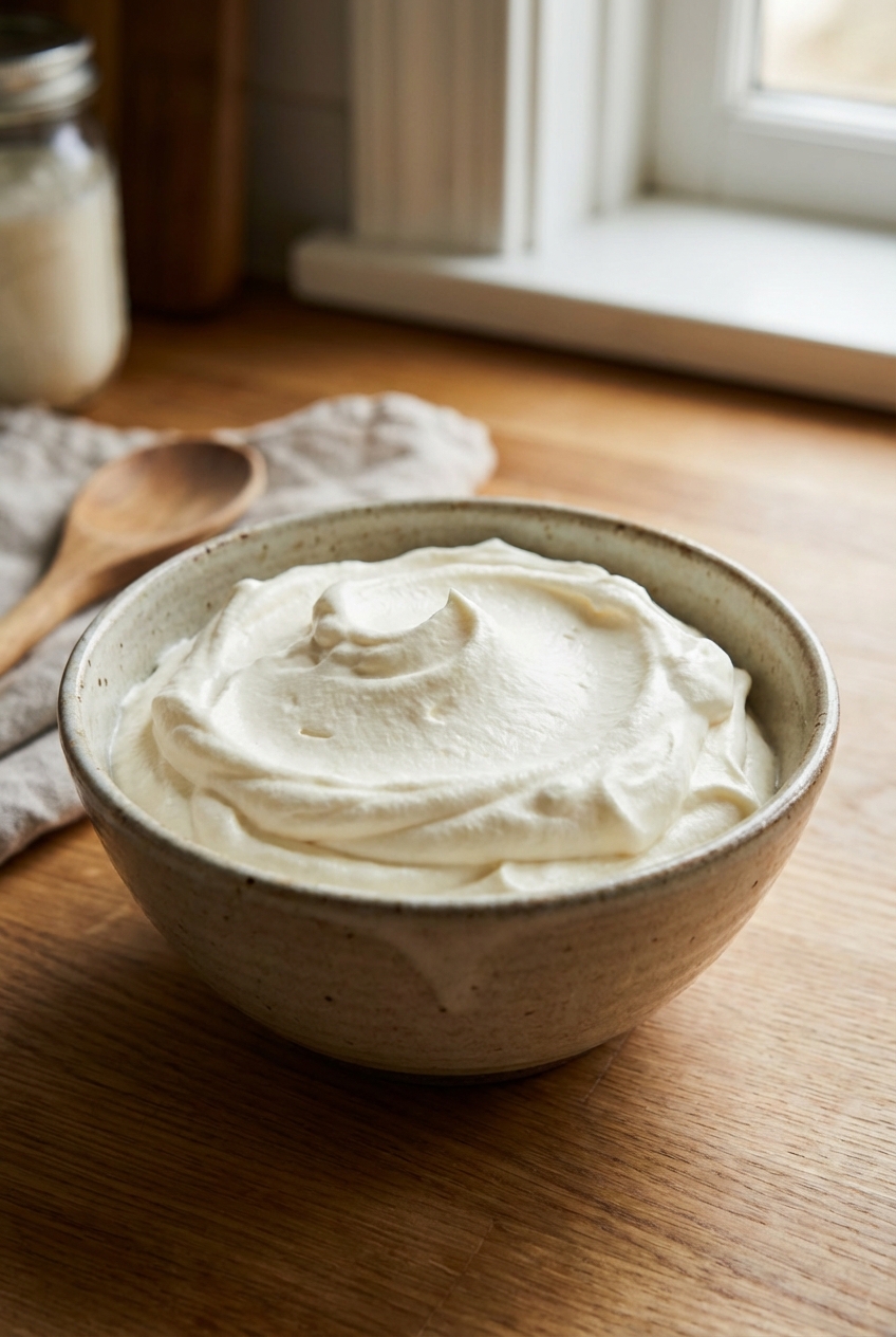 A bowl of softly whipped cream