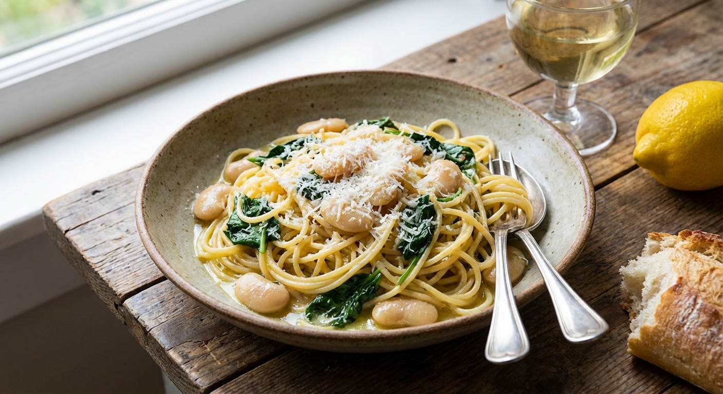 Lemony Garlic Butter Bean Pasta