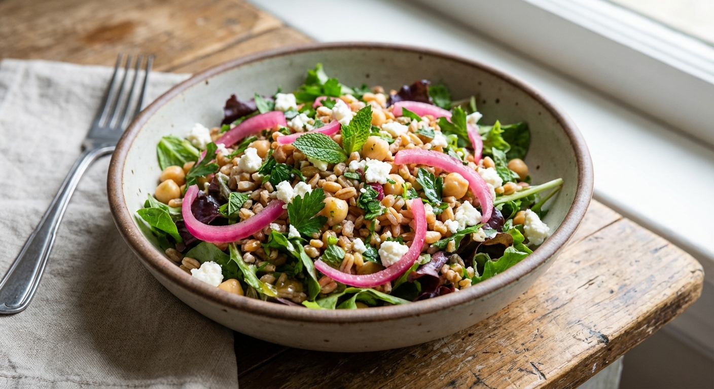 Zesty Tangy Farro Salad
