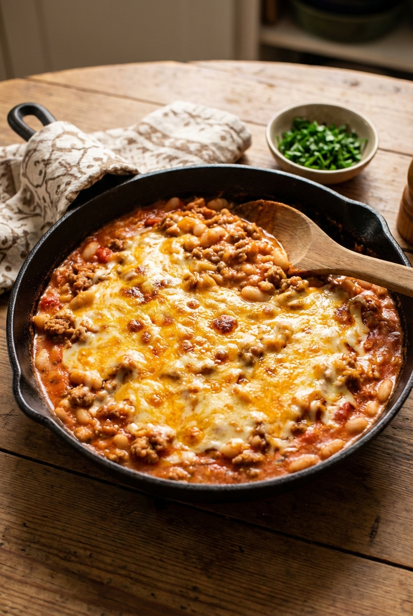 Creamy Tomato & White Bean Turkey Skillet