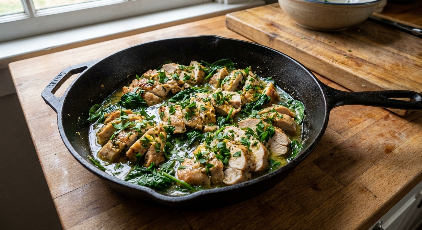 Light Leftover Chicken Skillet with Herbs