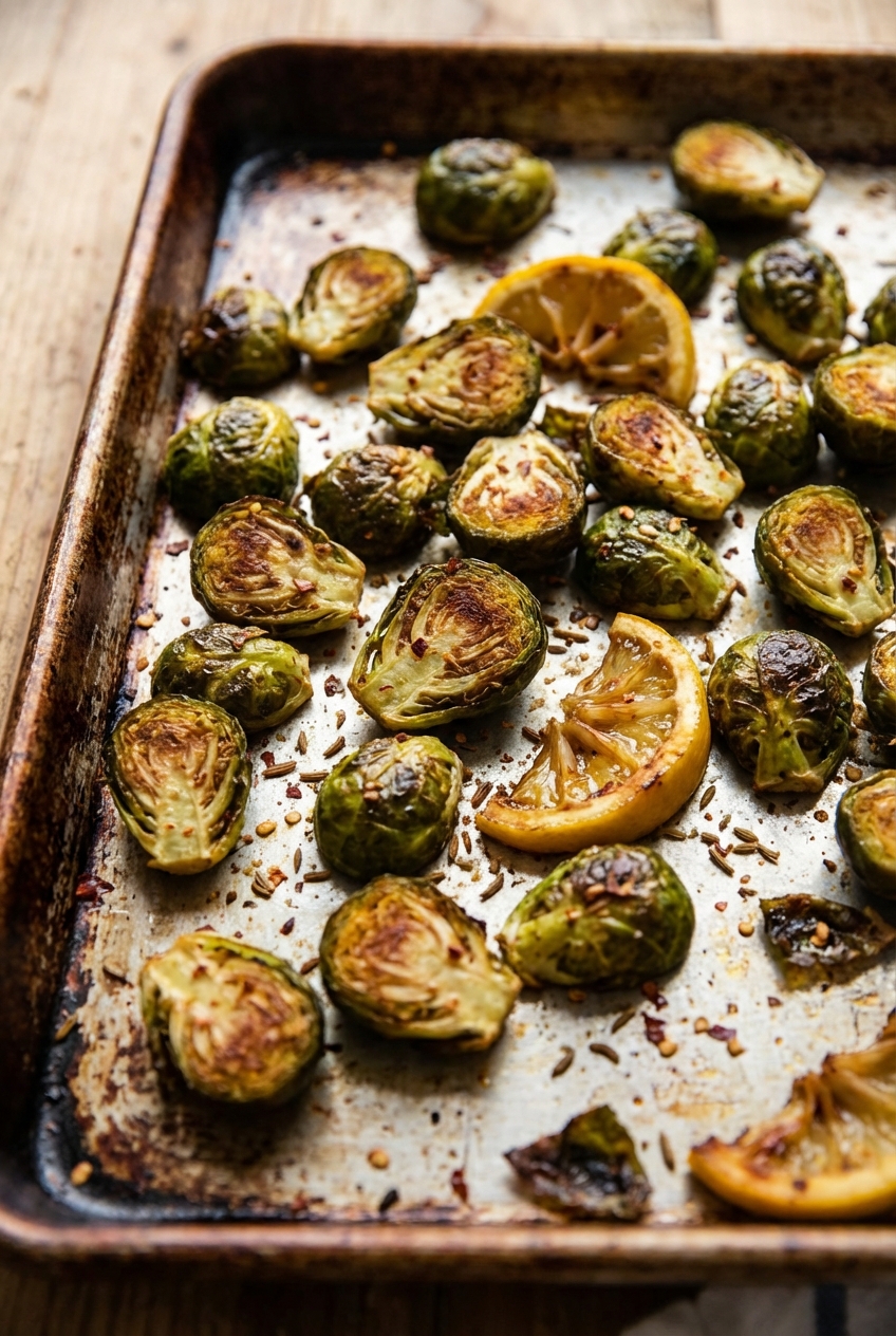 Warm Spiced Roasted Brussels Sprouts