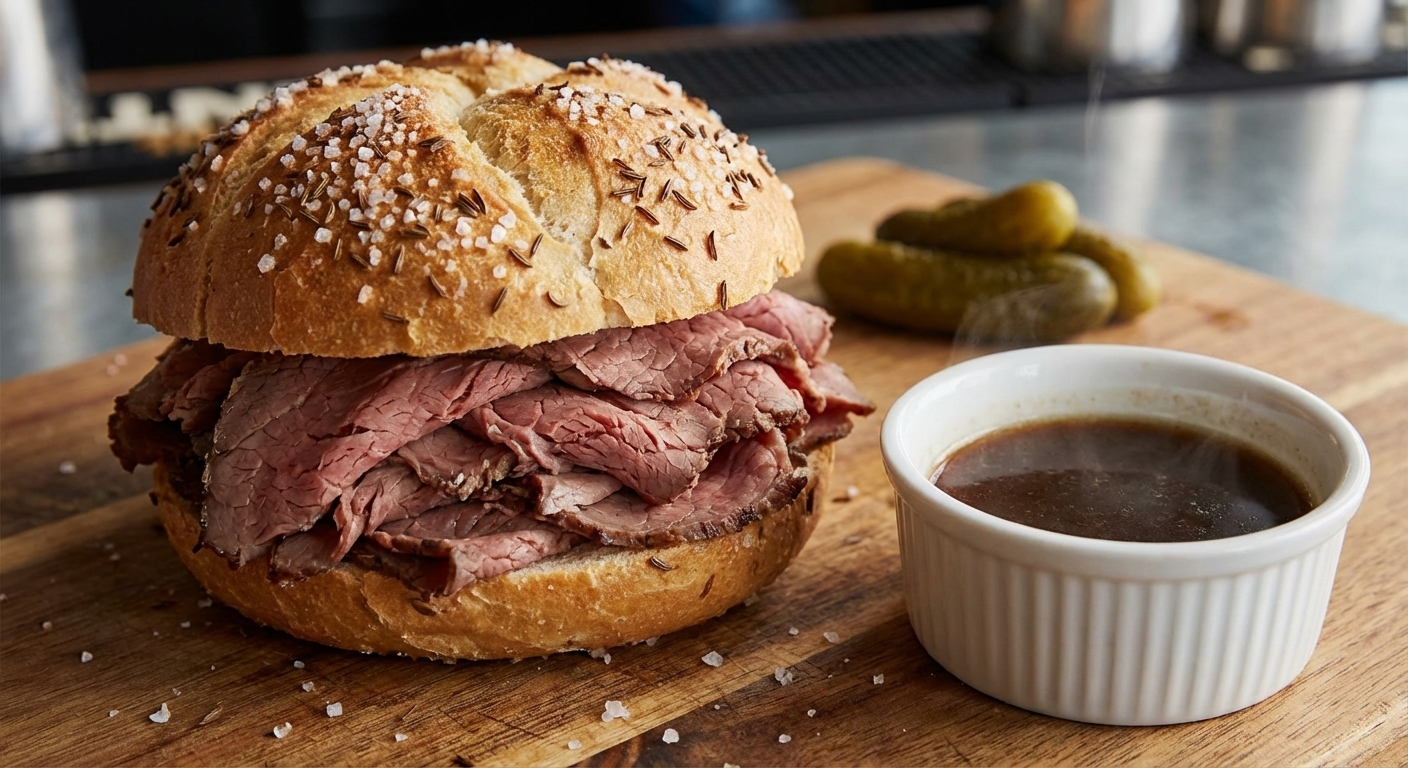 Buffalo Beef on Weck Sandwich