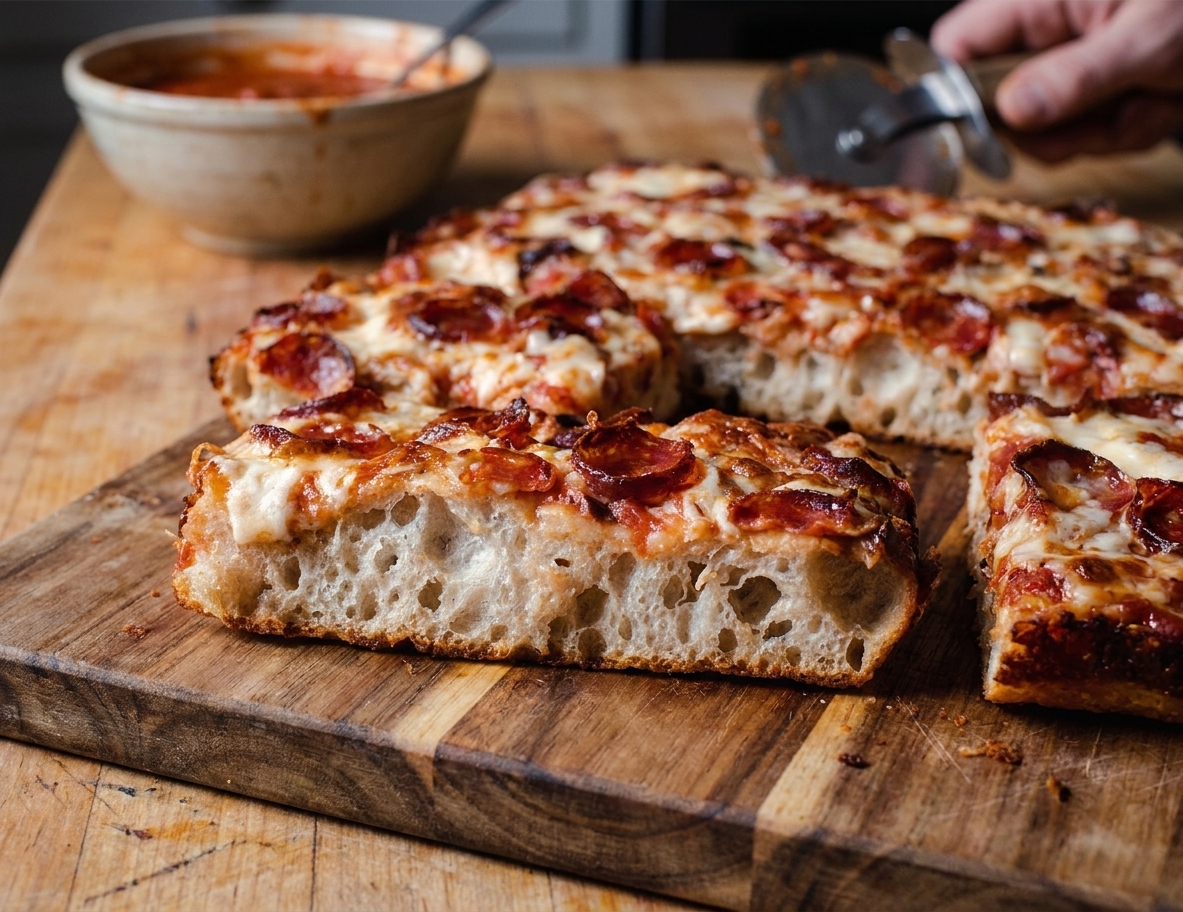 Sicilian Pizza (Crispy, Chewy Pan Pizza)