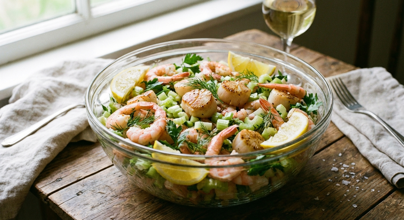 Fresh Seafood Salad with Lemon Herb Dressing