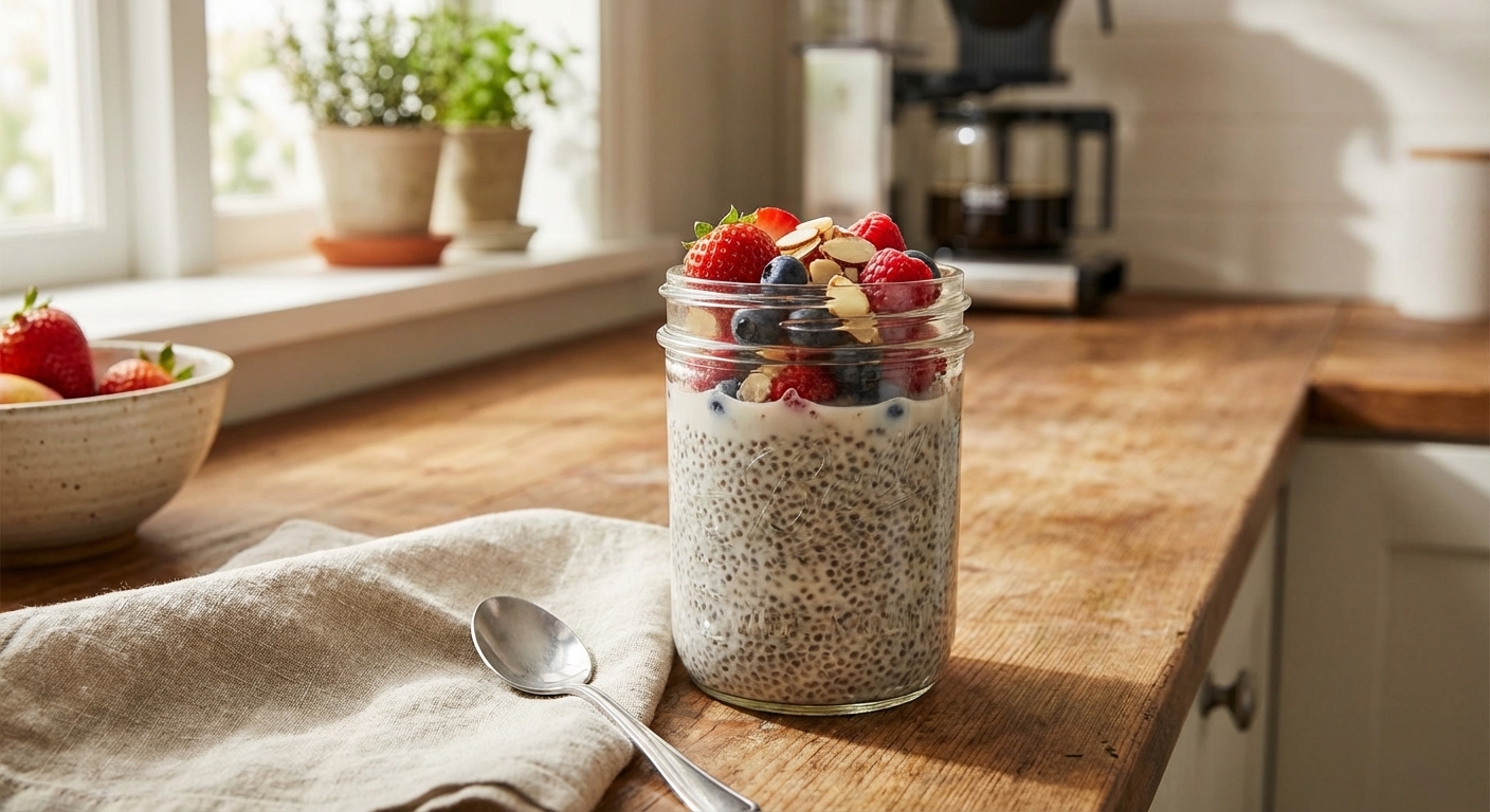 Overnight Chia Pudding with Almond Milk or Coconut Milk