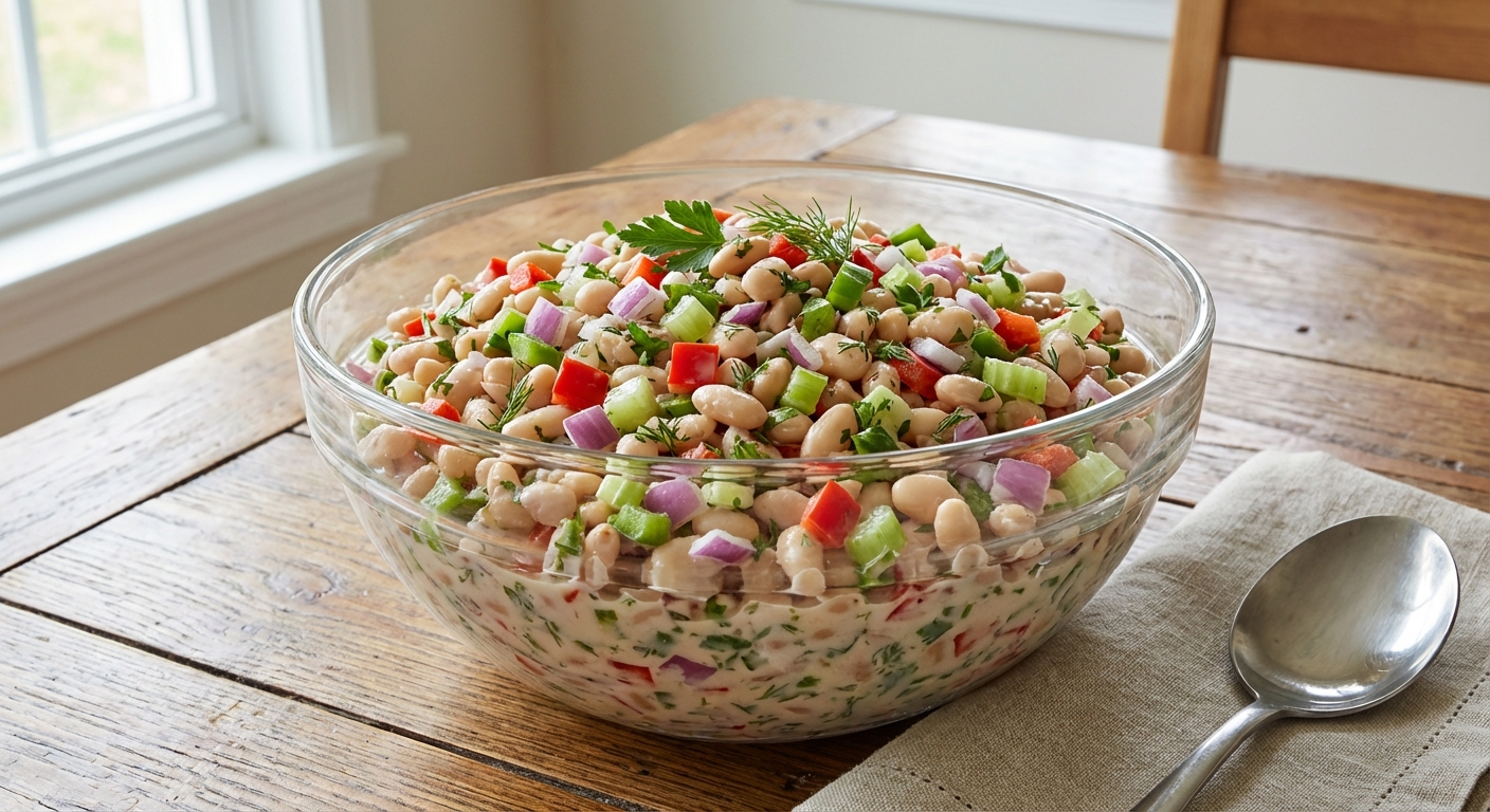 Festive Bean Salad (Light and Creamy)