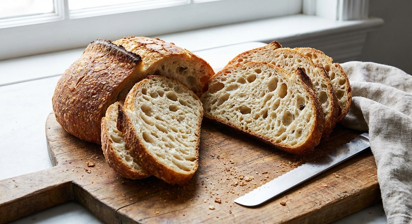 Crusty Sourdough Bread Loaf