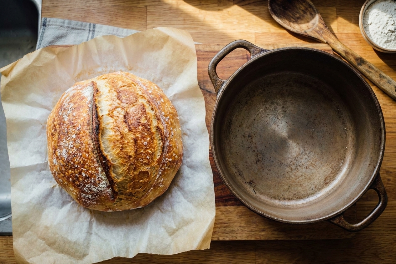 Easy Sourdough Bread (No-Knead, Dutch Oven)