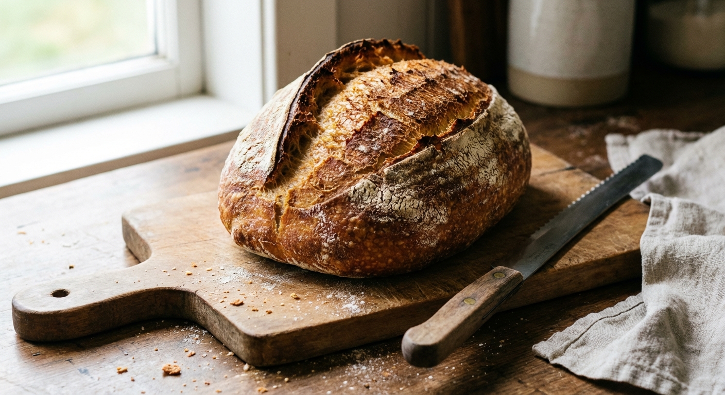 Homemade Crusty Bread (No-Knead Dutch Oven Loaf)