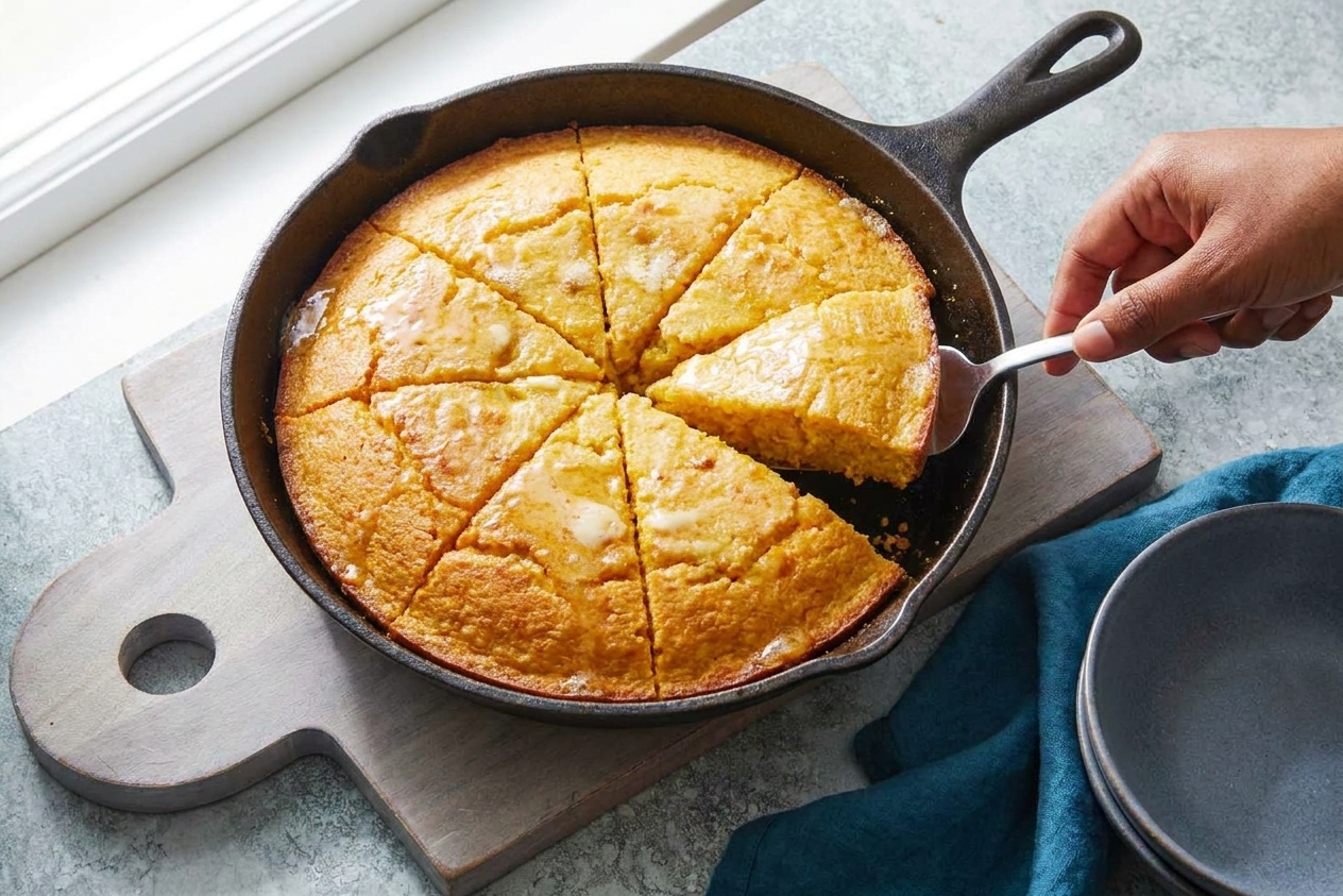 Honey Butter Skillet Cornbread (Perfect Chili Side)