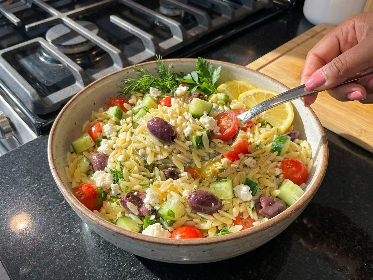 Lemony Mediterranean Orzo Pasta Salad