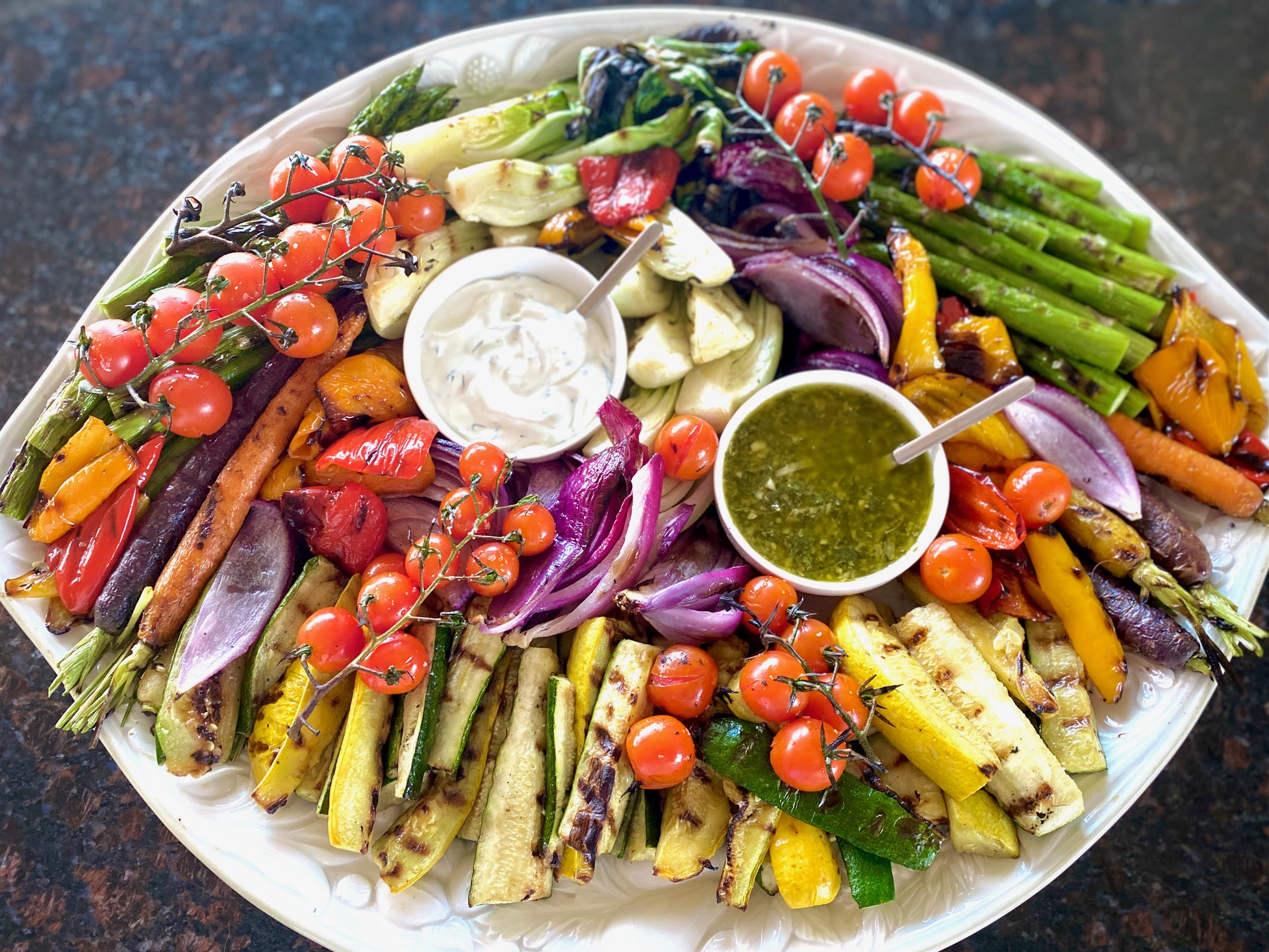 Smoky Grilled Vegetables with Lemon Garlic Herb Oil