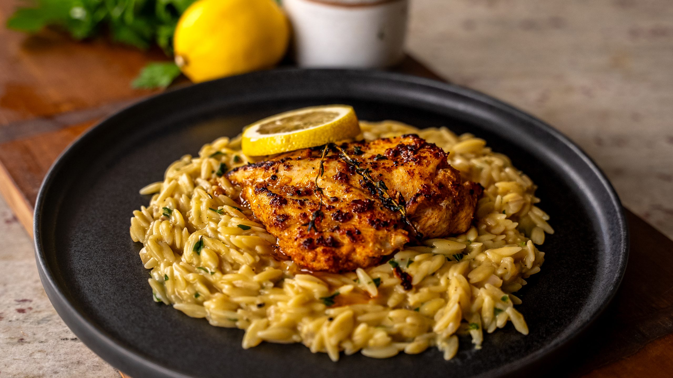 One-Pan Lemon Garlic Chicken and Orzo