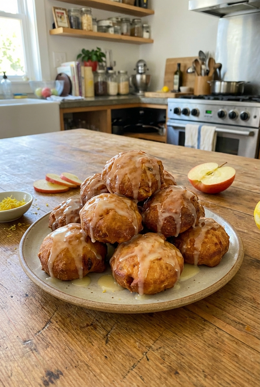 Healthy Apple Fritters With Lemon Glaze