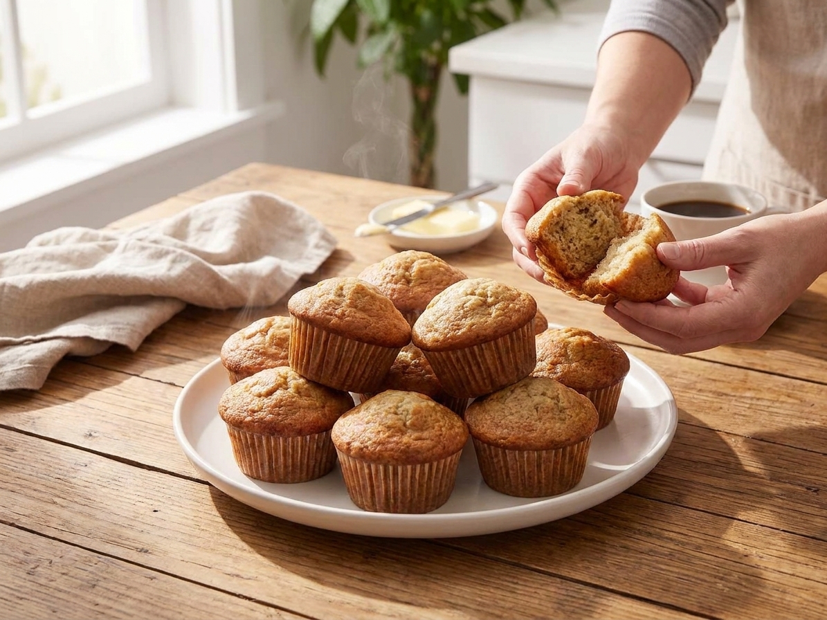 Banana Bread Muffins (One Bowl, Crisp Tops)