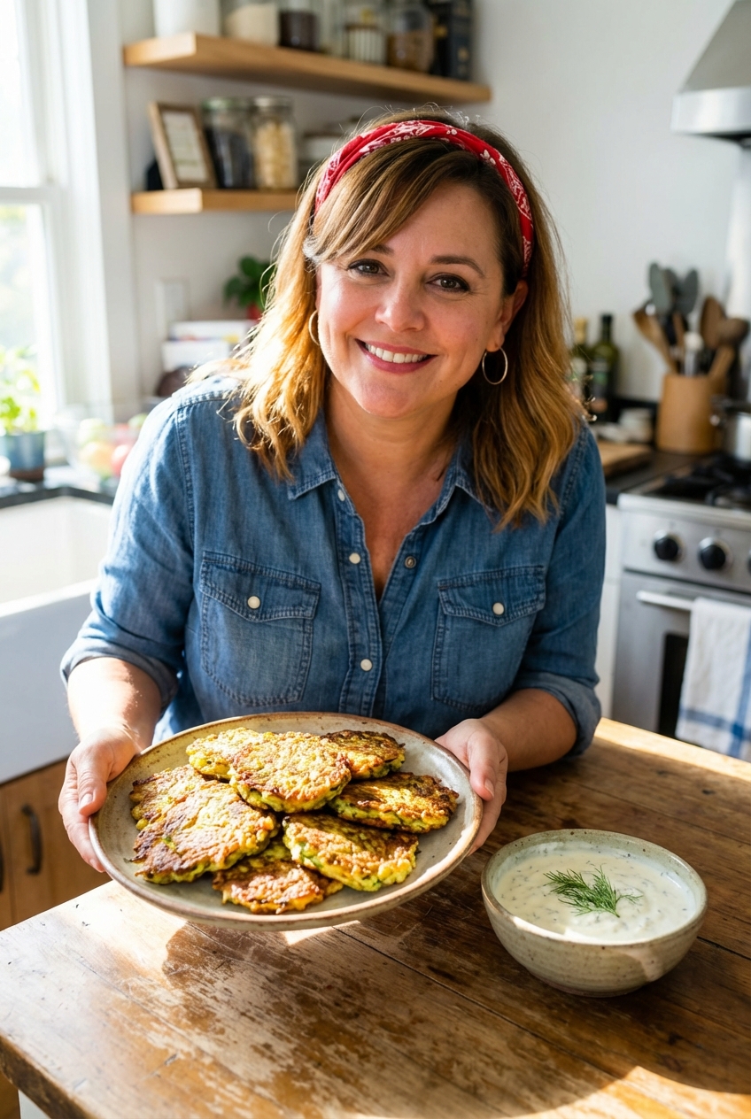 Healthy Zucchini Fritters With Lemon Yogurt Sauce