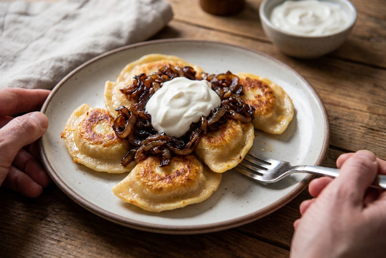Homemade Potato and Cheddar Perogies