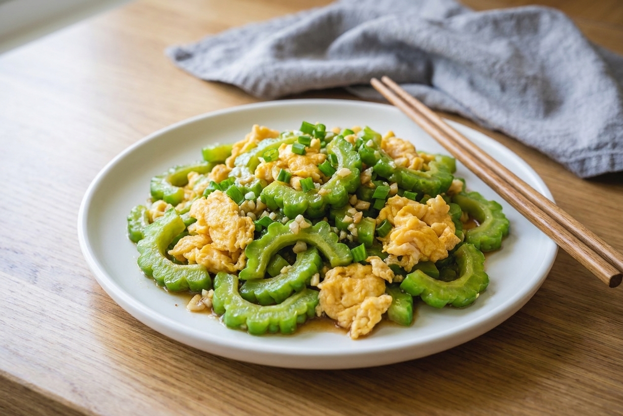 Bitter Melon Stir-Fry with Garlic and Egg