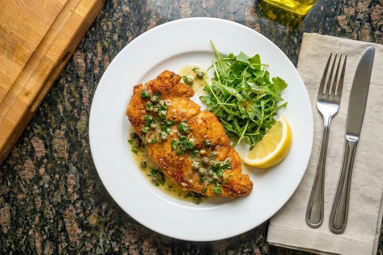 Crispy Chicken Cutlets With Lemon Butter Caper Sauce
