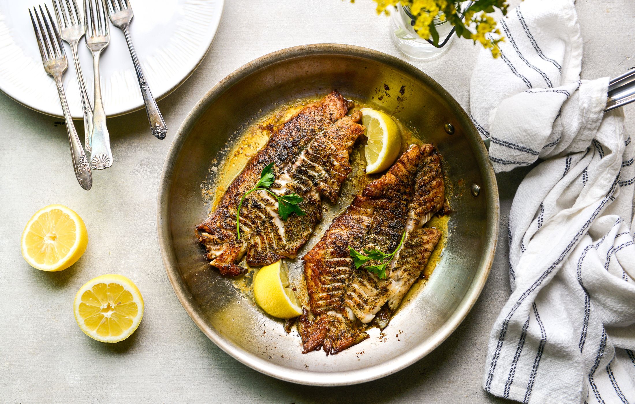 Crispy Pan-Seared Rockfish With Lemon Caper Butter