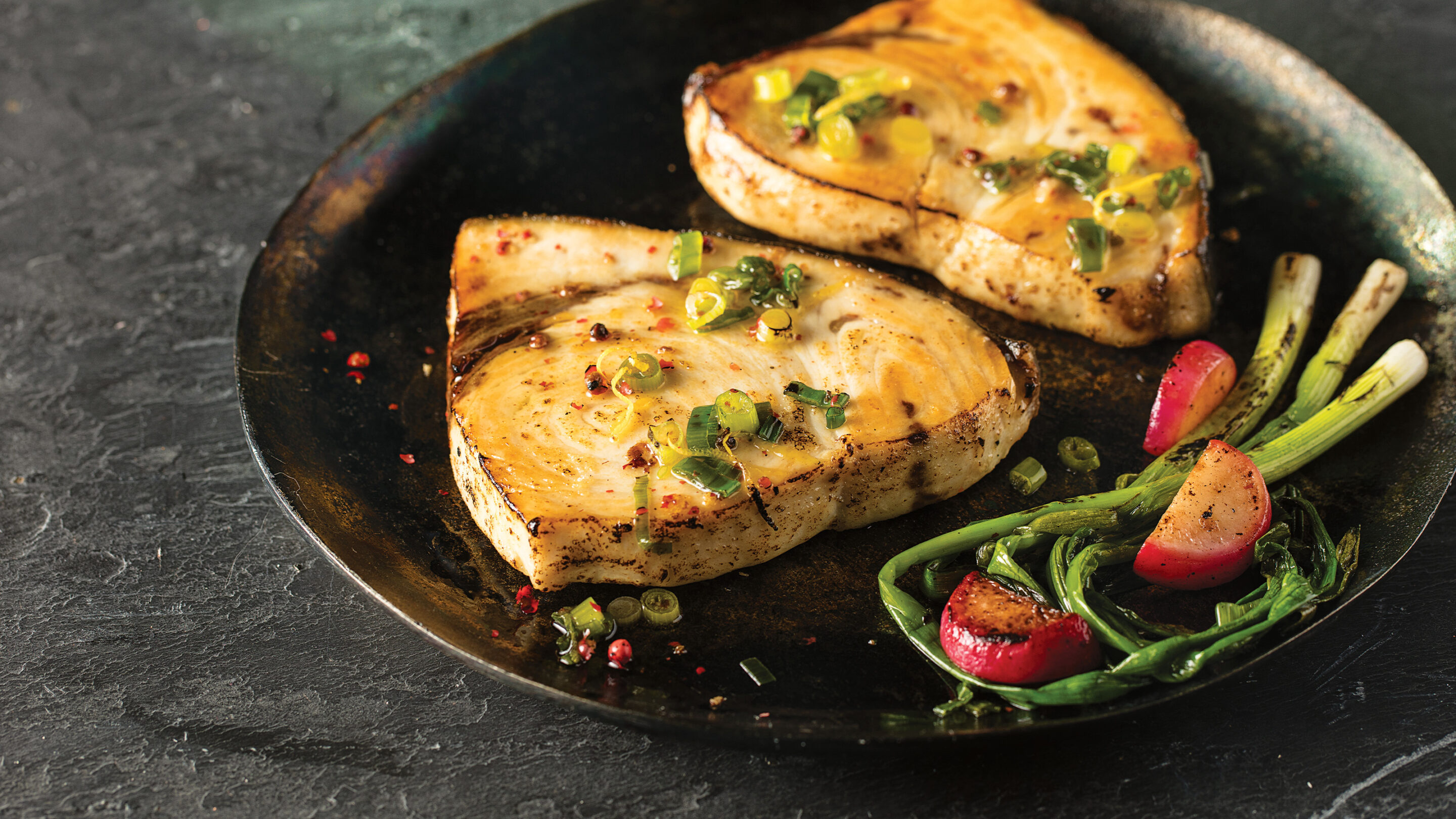 Pan-Seared Swordfish Steaks with Lemon Caper Butter