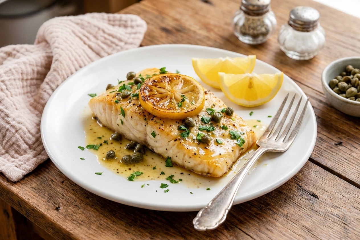 Baked Halibut with Lemon Butter