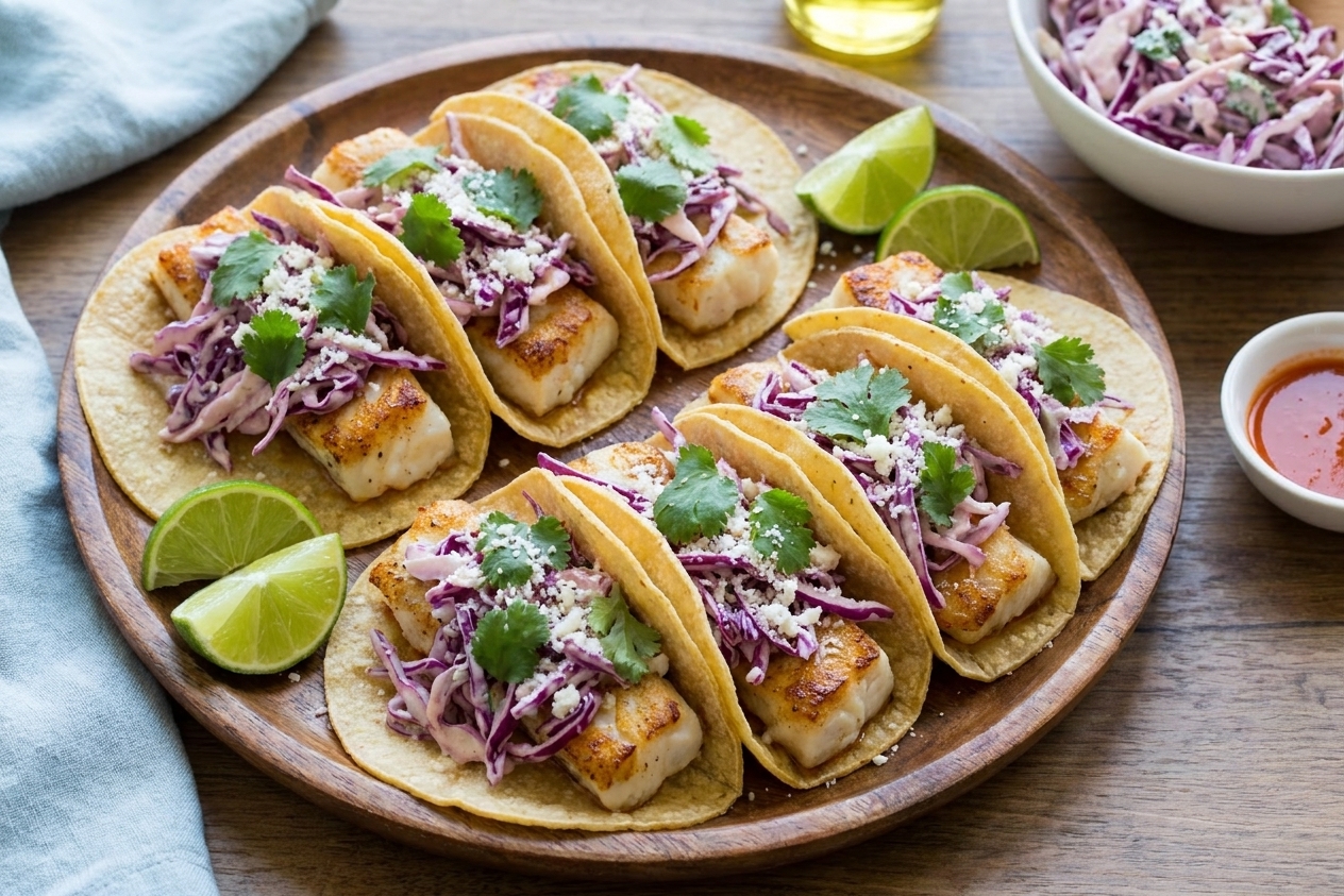Fish Tacos With Creamy Coleslaw