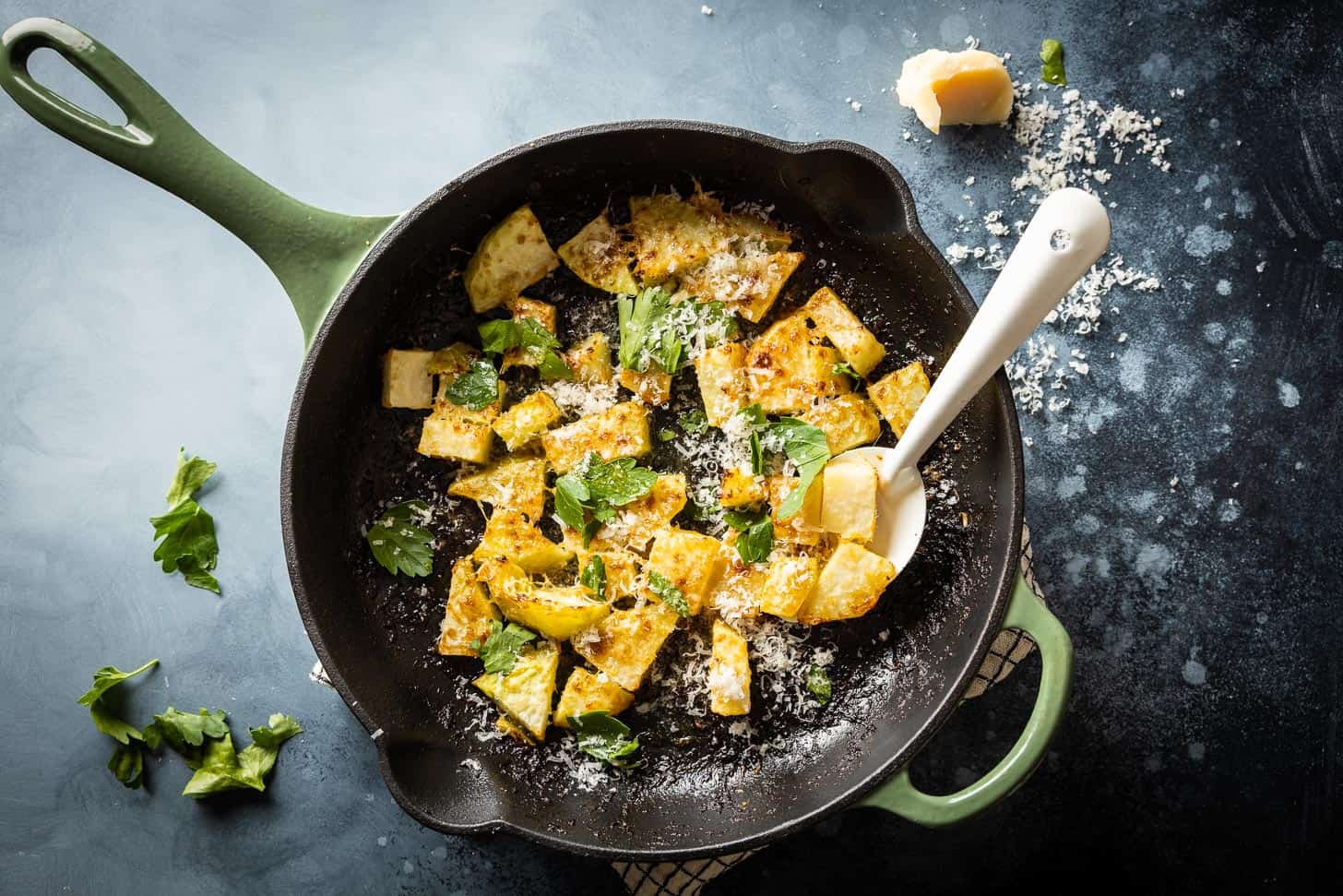 Crispy Skillet Kohlrabi with Lemon Garlic Butter