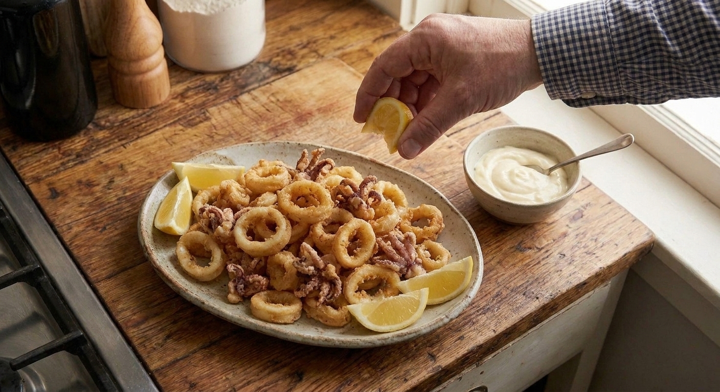 Crispy Calamari With Lemon Garlic Aioli