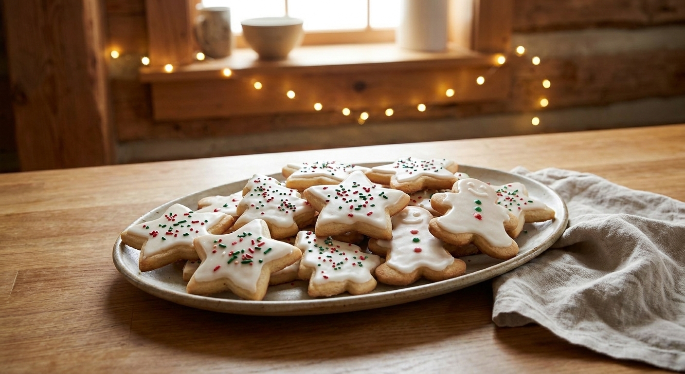 Holiday Sugar Cookies with Vanilla Bean Glaze