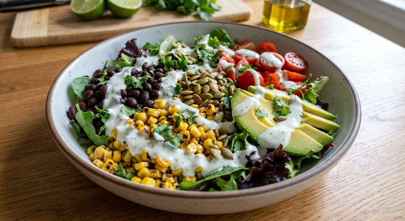 Charred Corn and Black Bean Taco Salad