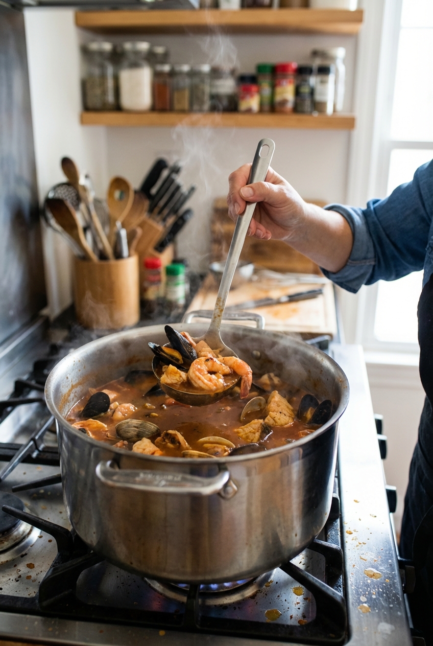 Rustic Miso-Saffron Seafood Stew