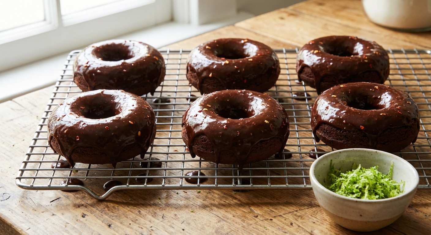 Gourmet Donuts With Dark Chocolate Chile Glaze