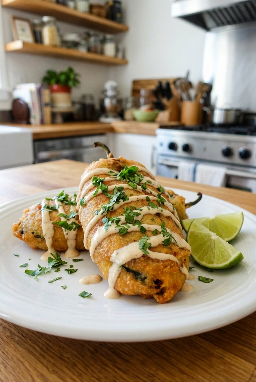 Bold Chile Rellenos With Tangy Cream Sauce