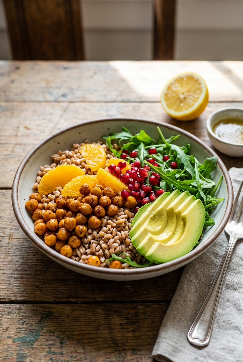 Fruity and Bright Farro Salad Dinner