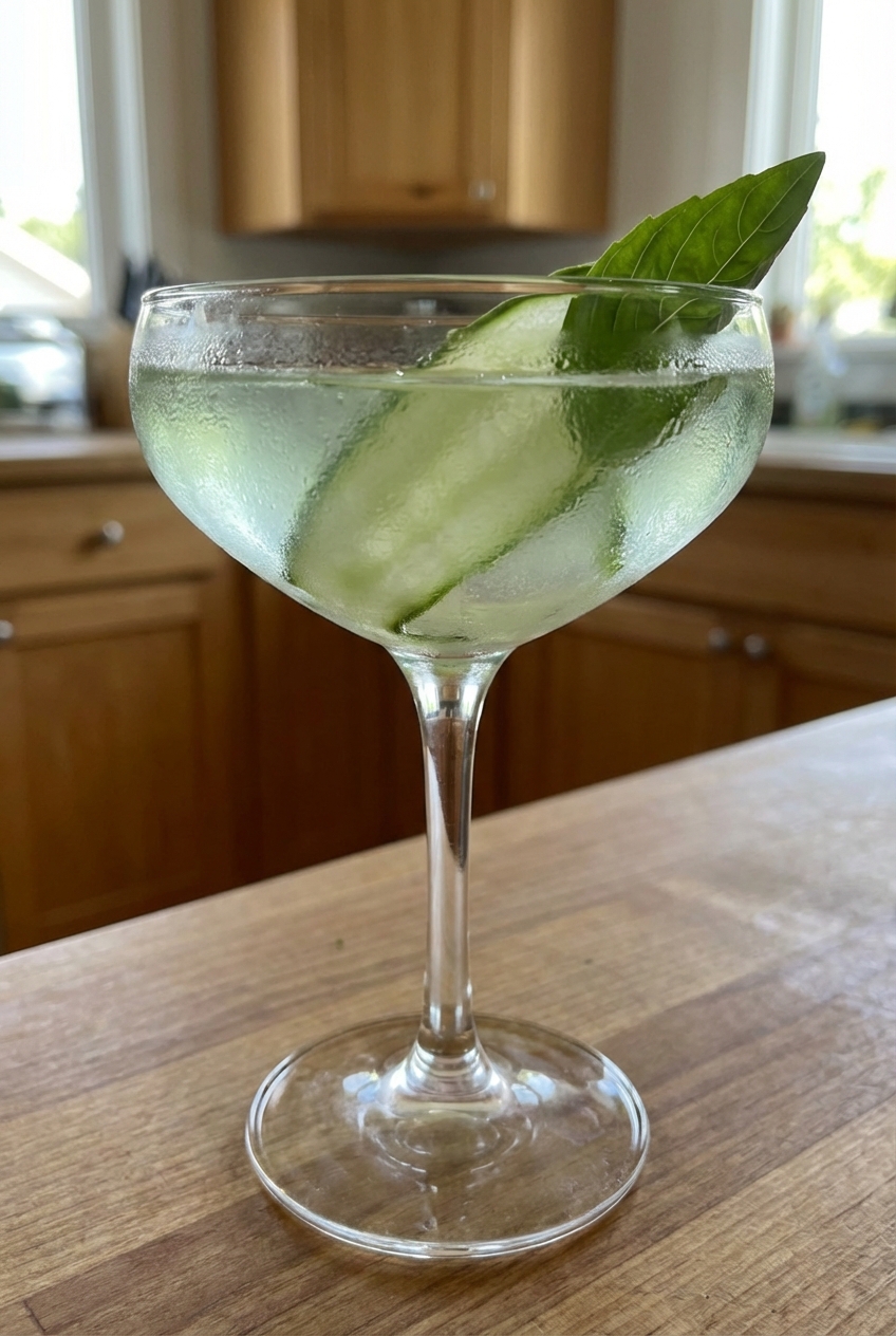 Healthy Cucumber Basil Vodka Martini