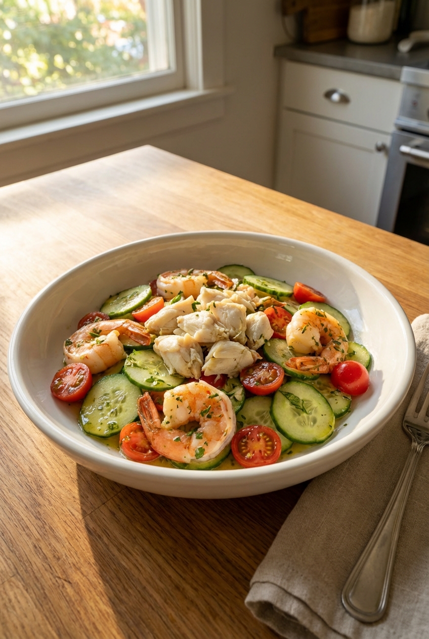 Fresh Seafood Salad with Lemon Herb Dressing