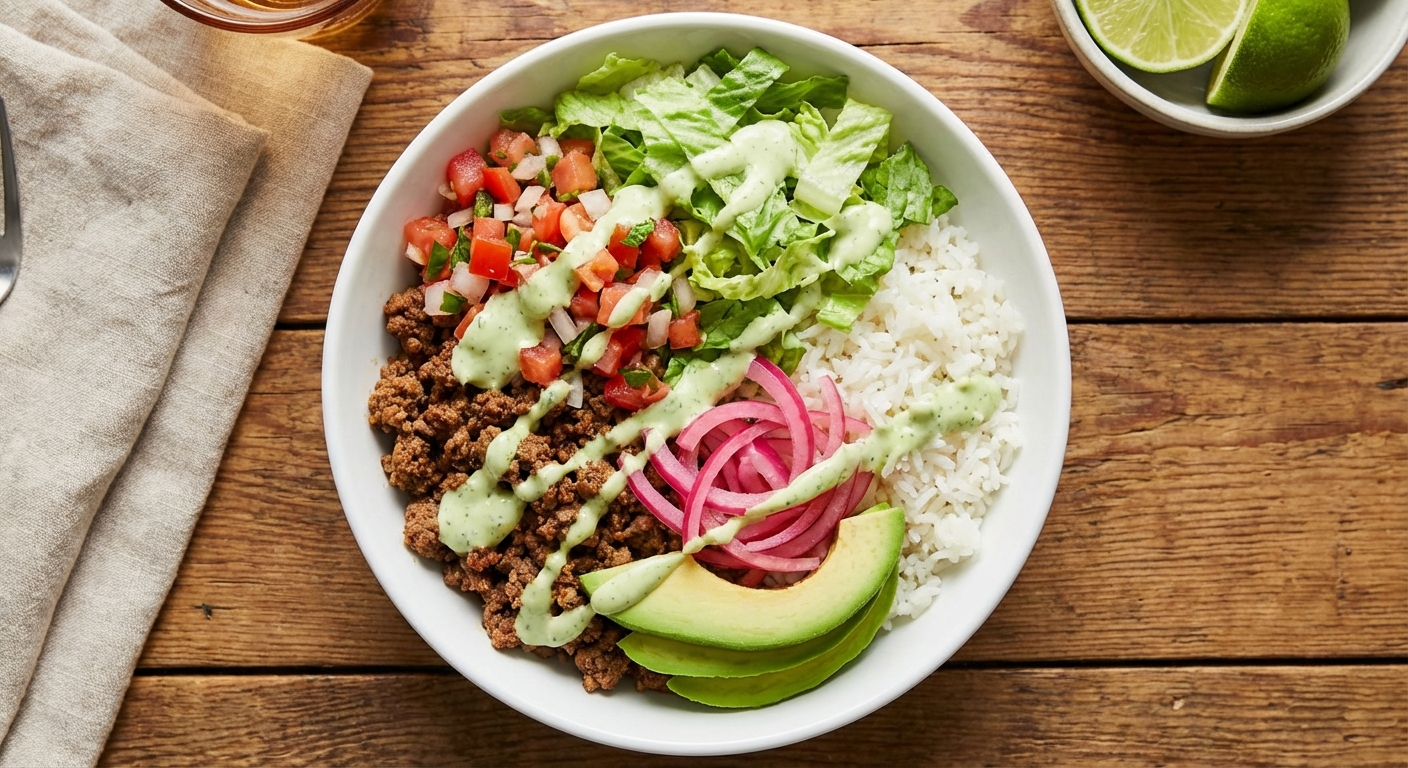 Zippy & Fresh Beef Taco Bowls