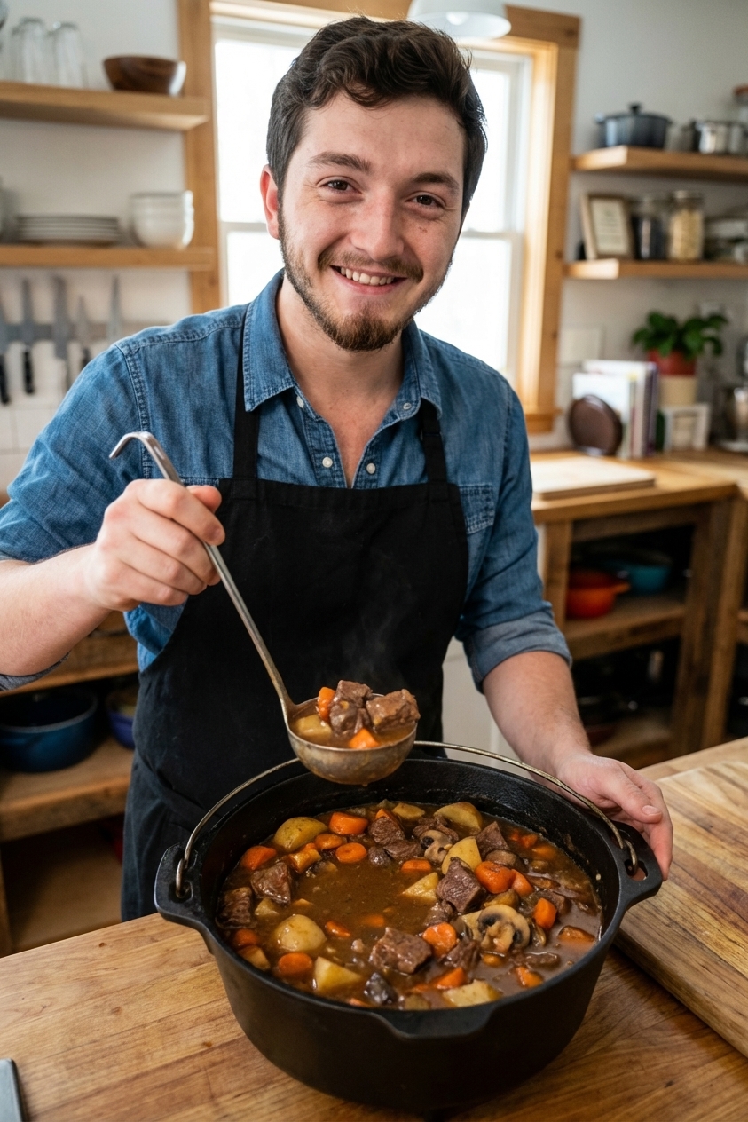 Hearty Dutch Oven Beef Stew (Wine, Mushrooms & Tender Chunks)