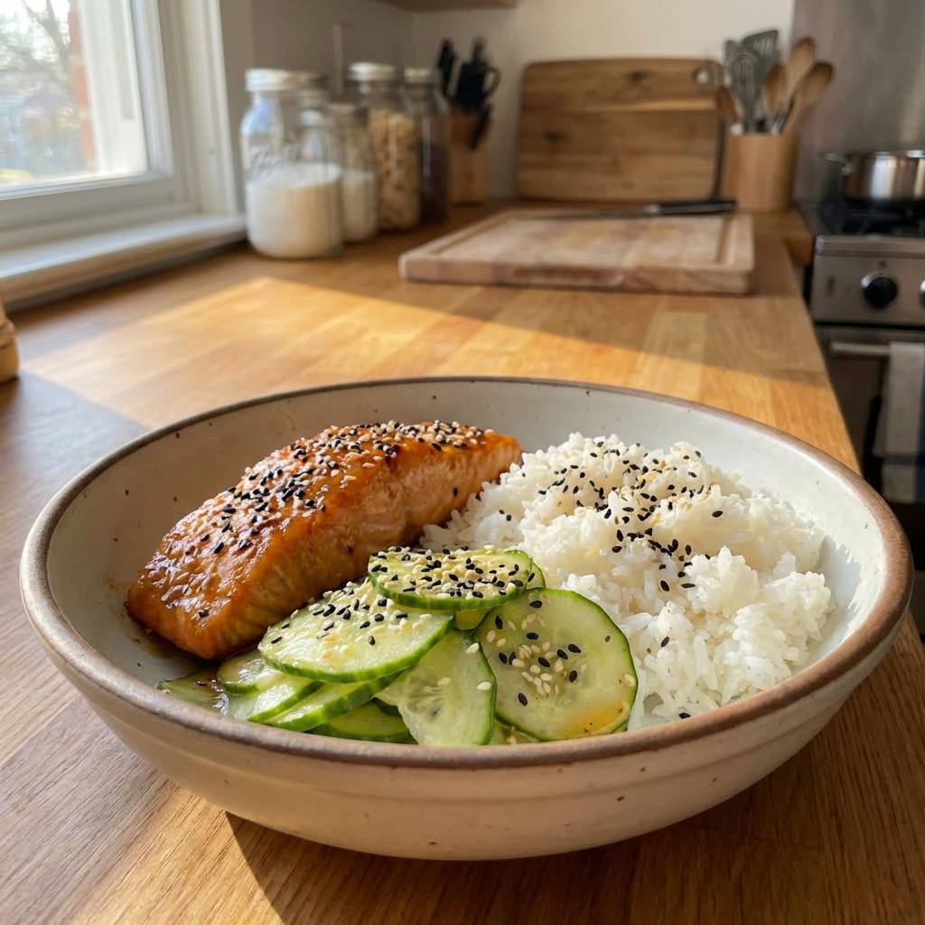 Sweet and Simple Honey Garlic Salmon Bowls