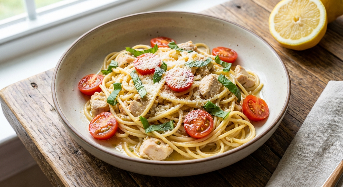 Lemony Chicken Pasta for Two
