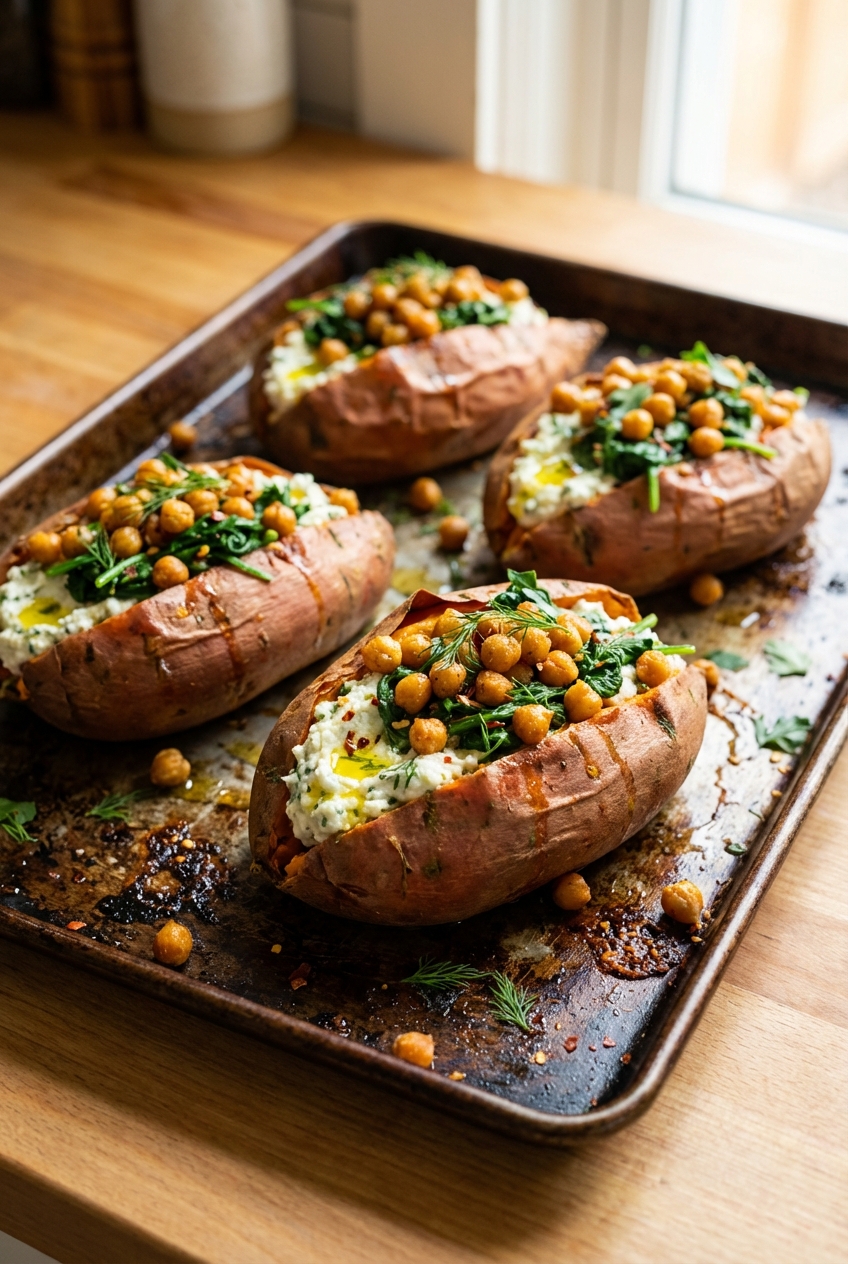 Wholesome Ricotta Stuffed Sweet Potatoes