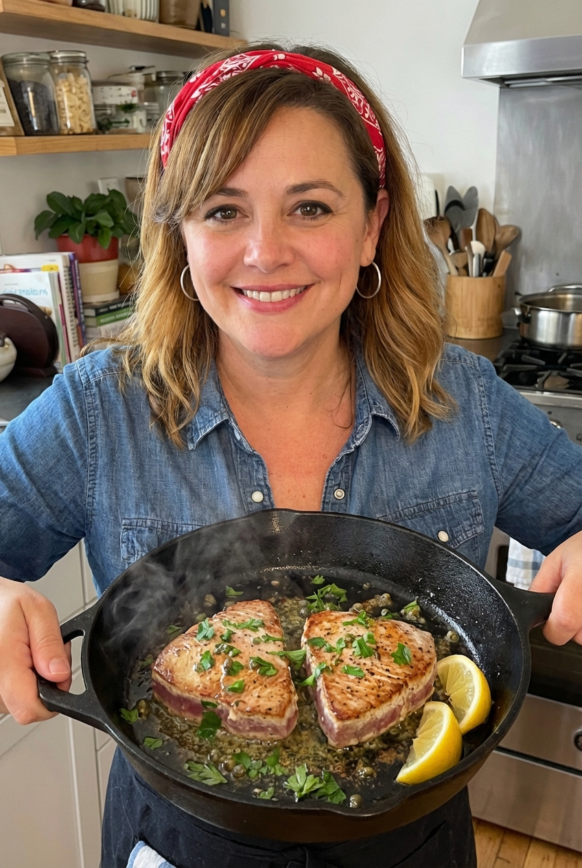 Rustic Tuna Steaks With Lemon Caper Butter