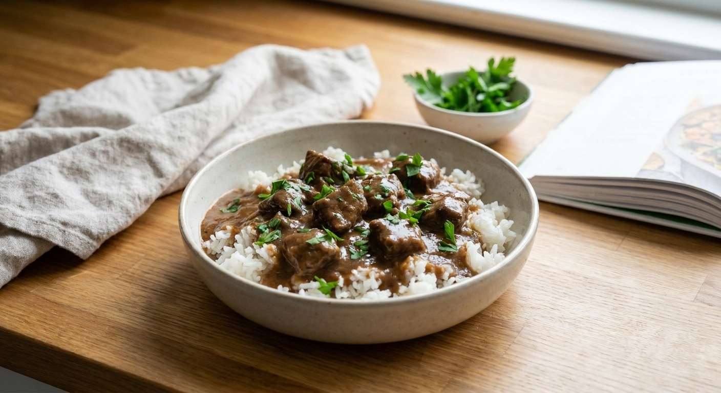 Beef Tips and Rice